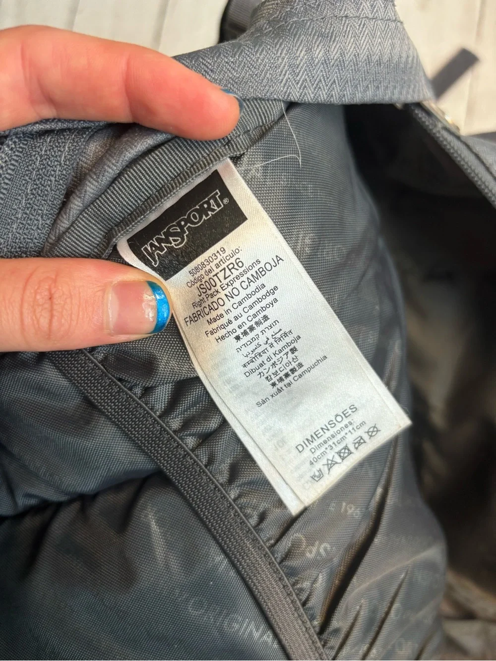 Jansport Gray Backpack with Brown Suede Base